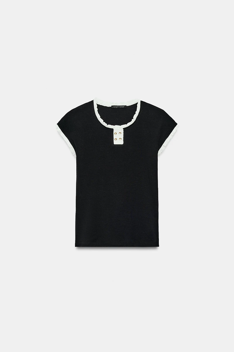 TOP LISERÉS À BOUTONS