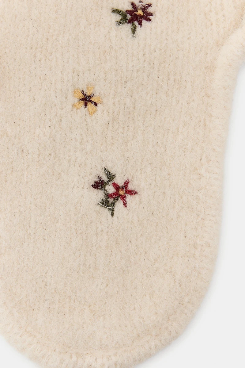 EMBROIDERED EARFLAP KNIT HAT