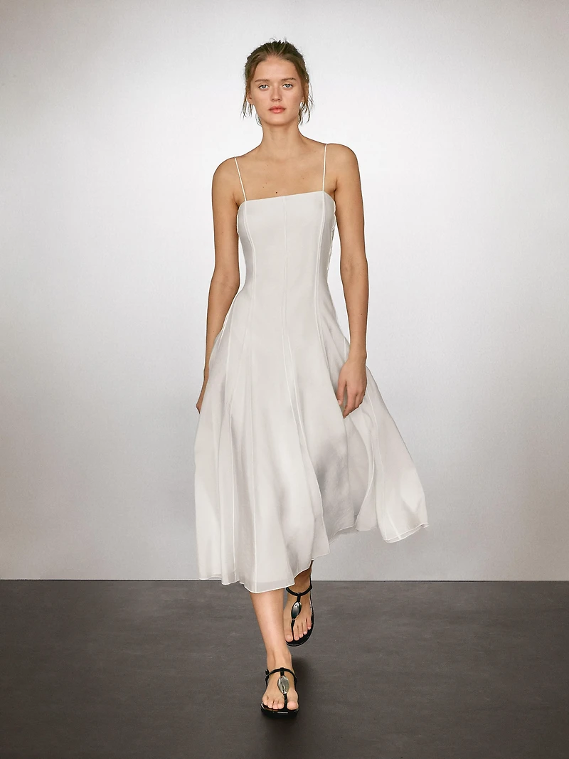 Robe midi bretelles fluide