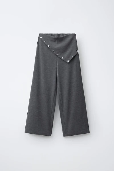 PANTALON LARGE EFFET PARÉO À BOUTONS