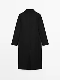 Long double-breasted 100% wool coat