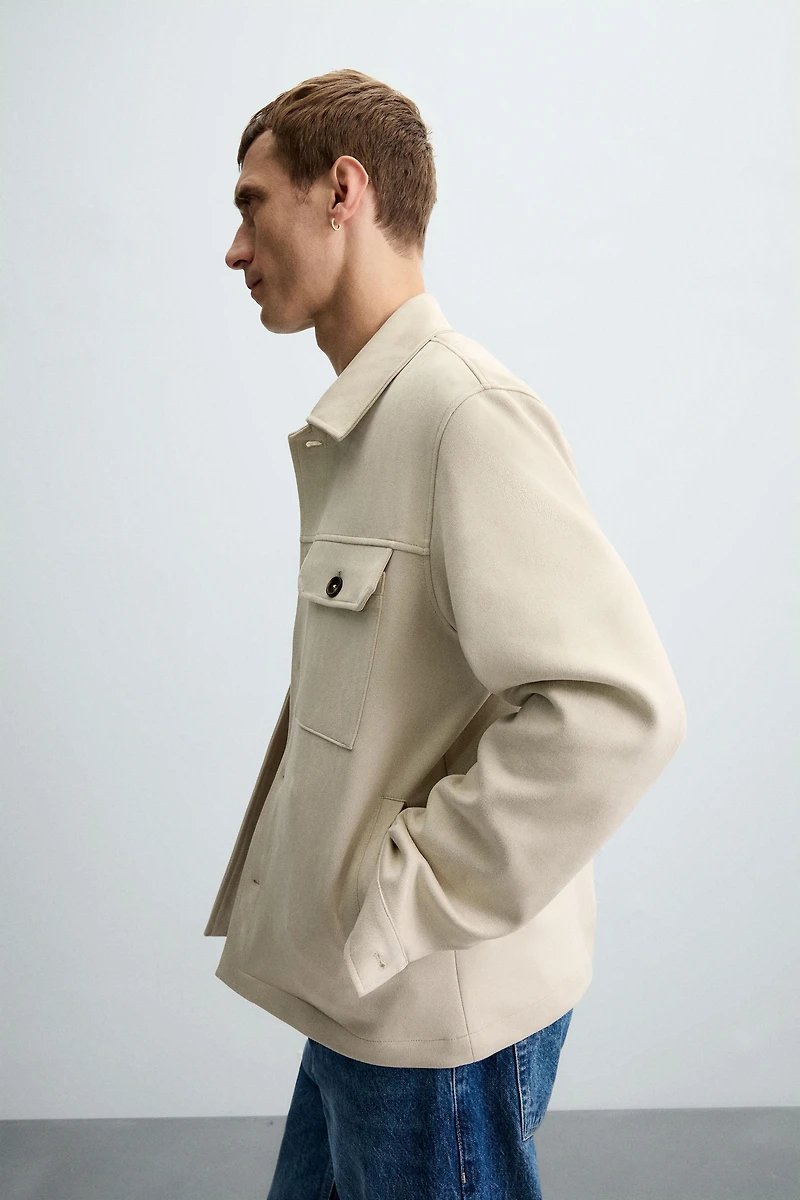 FAUX SUEDE OVERSHIRT