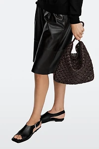 Sac moyen tressé en cuir nappa