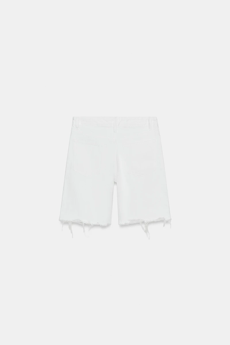 BERMUDA EN JEAN TRF DÉCHIRÉ TAILLE MI-HAUTE