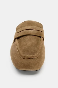 SPLIT LEATHER MULE LOAFERS