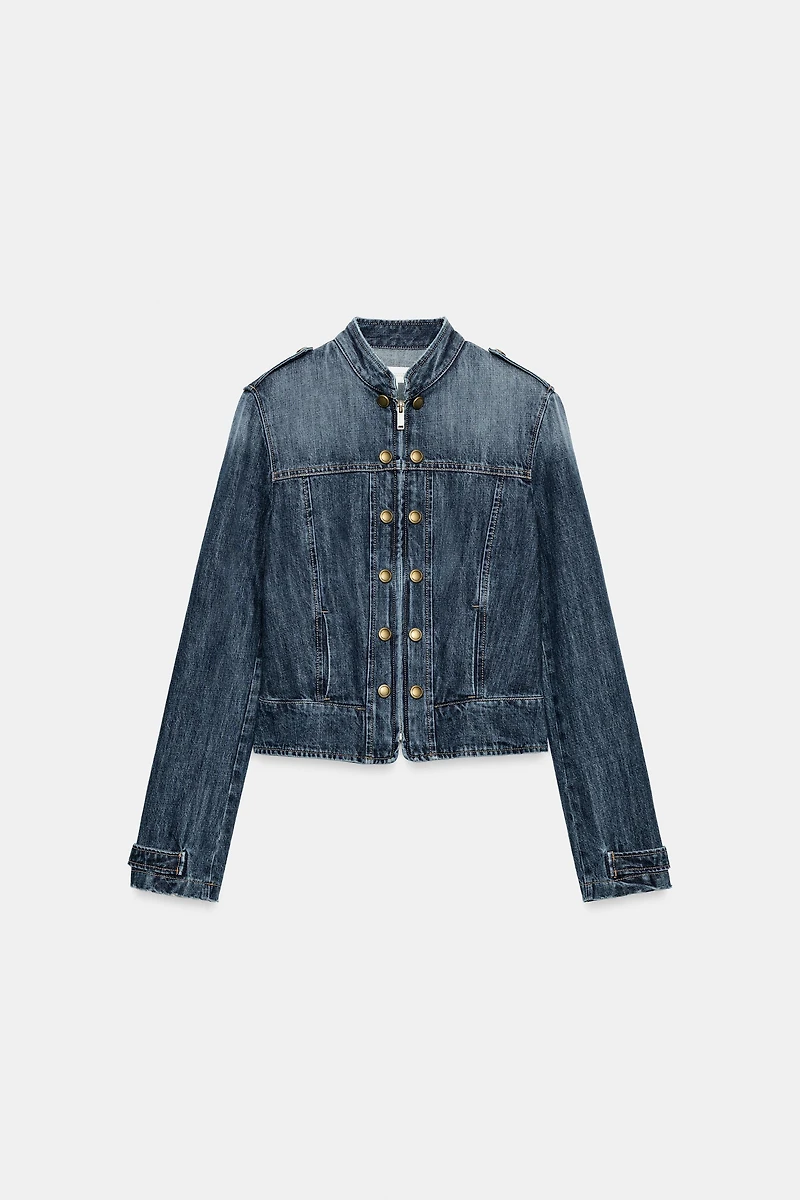 TRF DENIM JACKET WITH BUTTONS AND TABS
