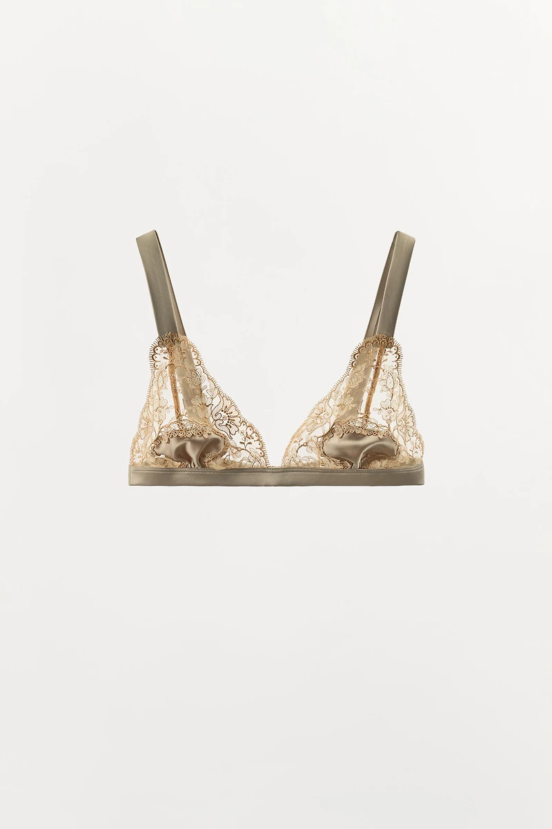 EMBROIDERED SATIN EFFECT COMBINATION BRA
