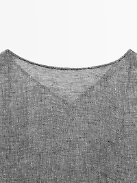 100% linen short dress with sleeve detail