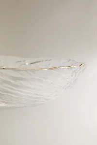 GLASS BOWL WITH GOLD RIM