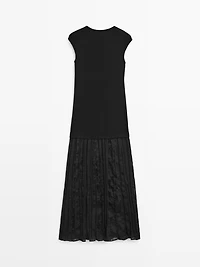Long contrast pleated dress
