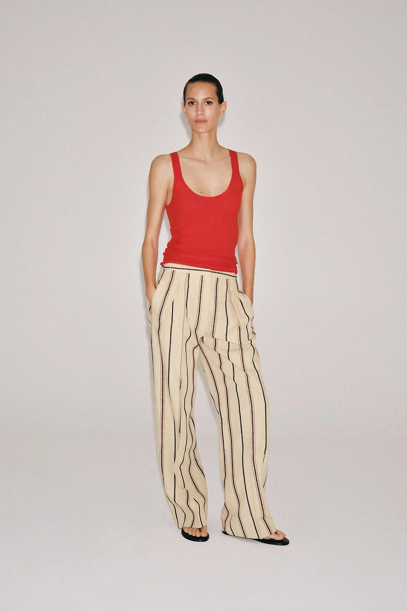 ZW COLLECTION STRIPED PLEATED TROUSERS