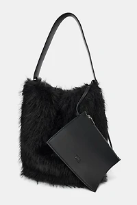 FAUX FUR BUCKET BAG
