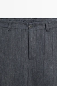 100% linen striped pants
