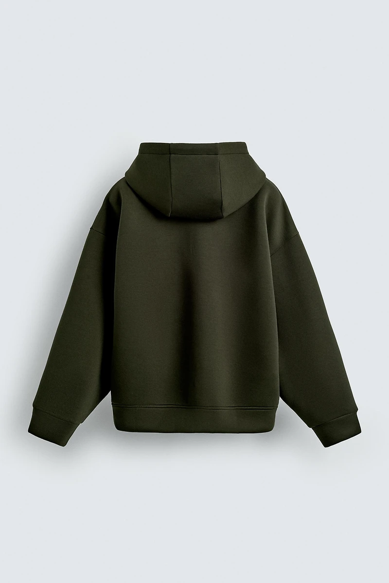 NEOPRENE EFFECT HOODIE SWEATSHIRT