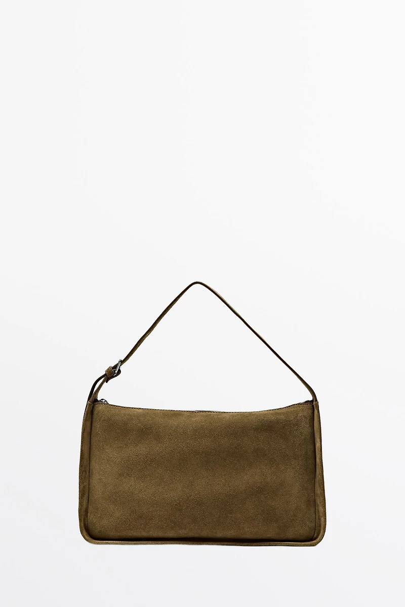 Split suede leather crossbody bag