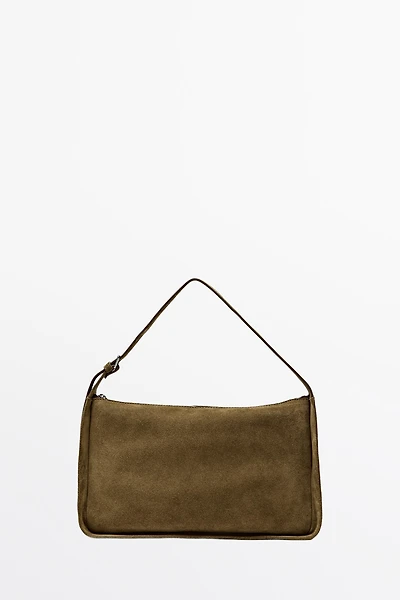 Split suede leather crossbody bag