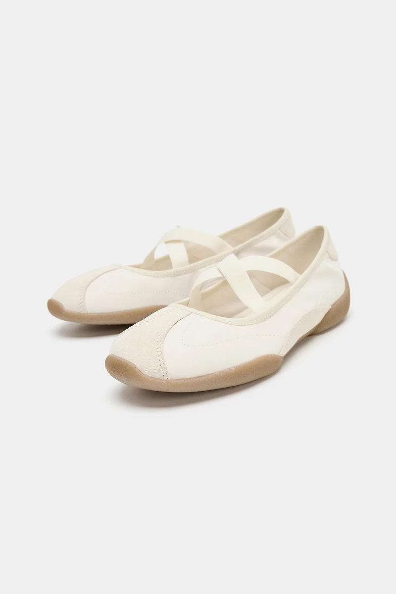 SPORTY BALLET FLATS WITH ELASTIC STRAPS