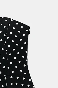 POLKA DOT STRAPLESS PEPLUM TOP