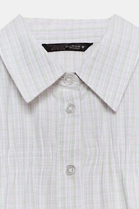 CHECKED ELASTIC POPLIN SHIRT