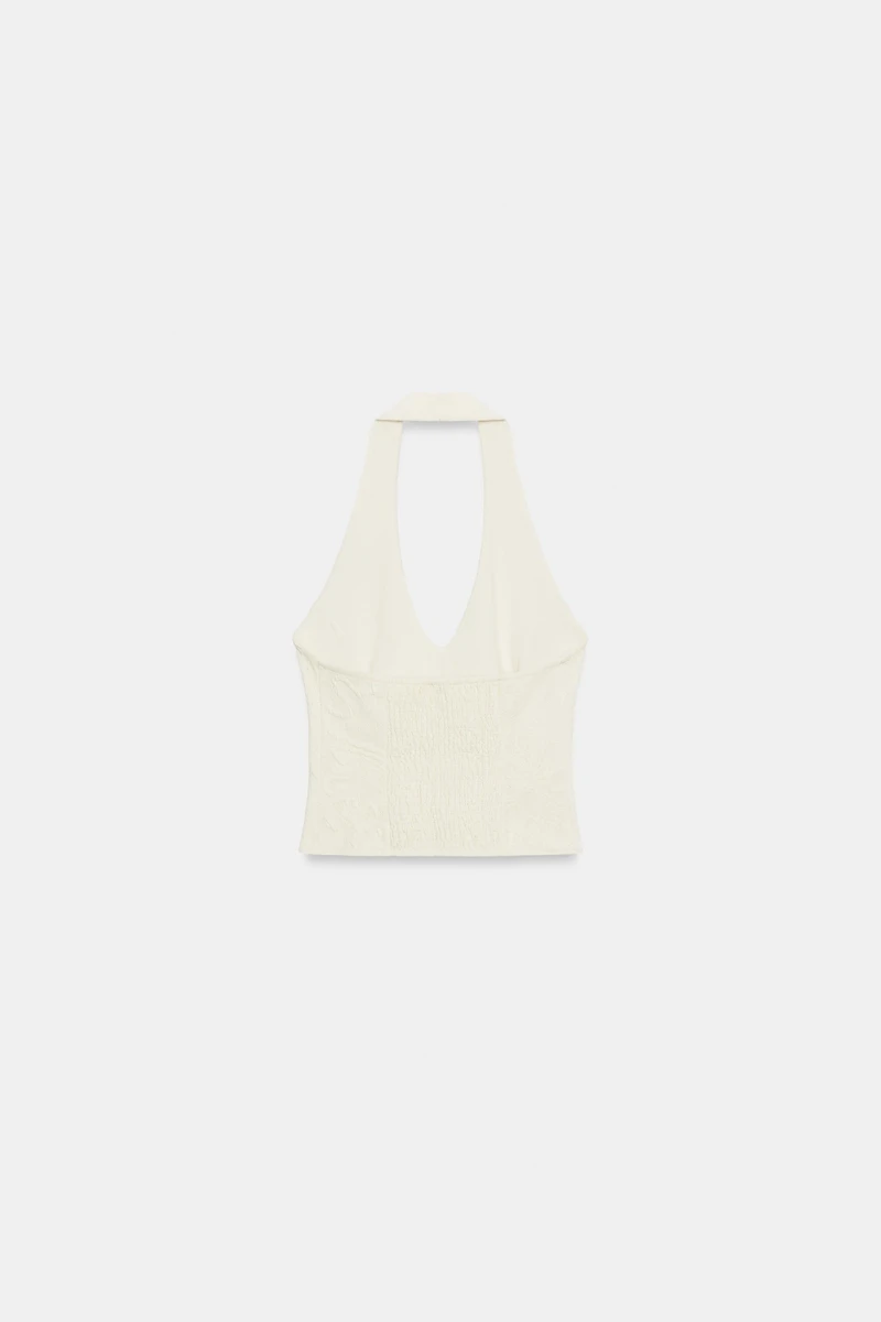 JACQUARD FIREMAN CLASP HALTER TOP
