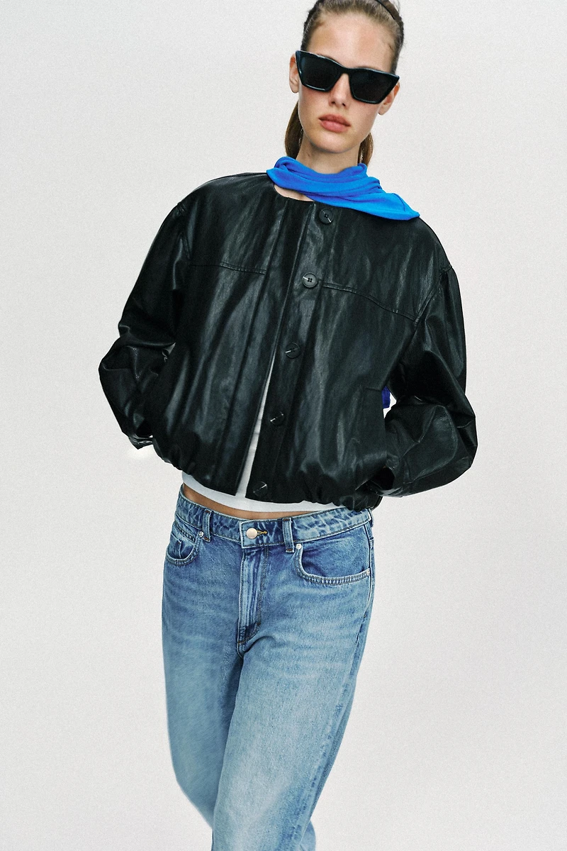 BLOUSON BALLON EN MATIÈRE SYNTHÉTIQUE