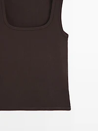 Sleeveless top with square neckline