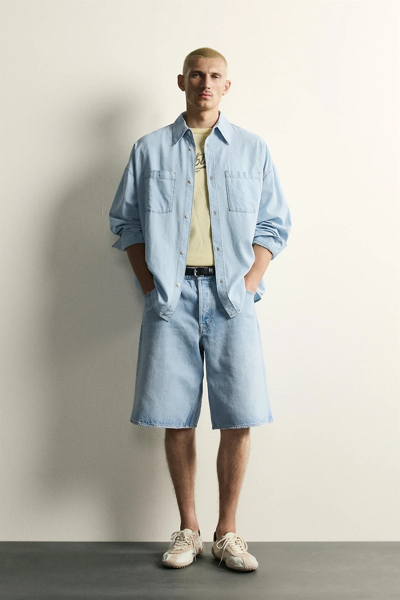 LIGHTWEIGHT WASHED DENIM SHIRT
