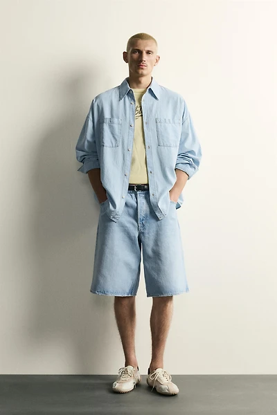 LIGHTWEIGHT WASHED DENIM SHIRT