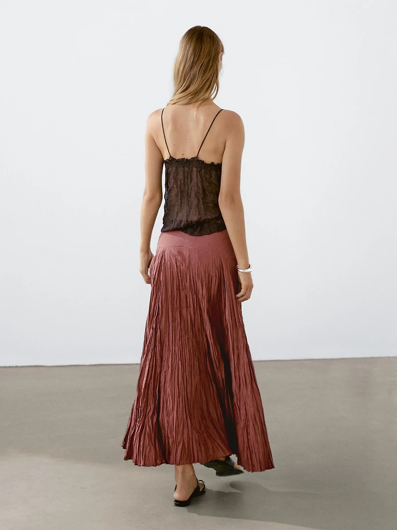 Long 100% cotton pleated skirt