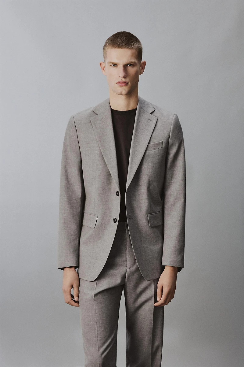 REGULAR FIT TEXTURED SUIT JACKET