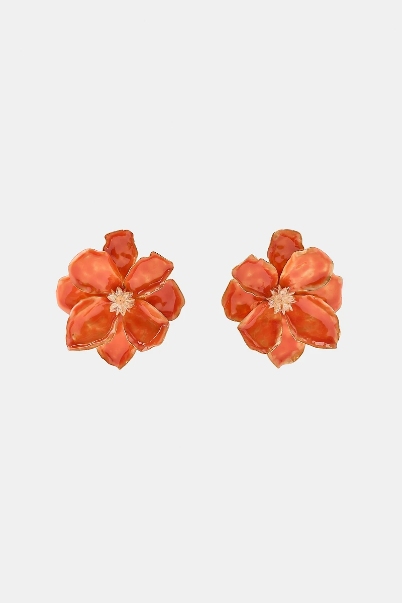 ENAMELED METAL FLOWER EARRINGS