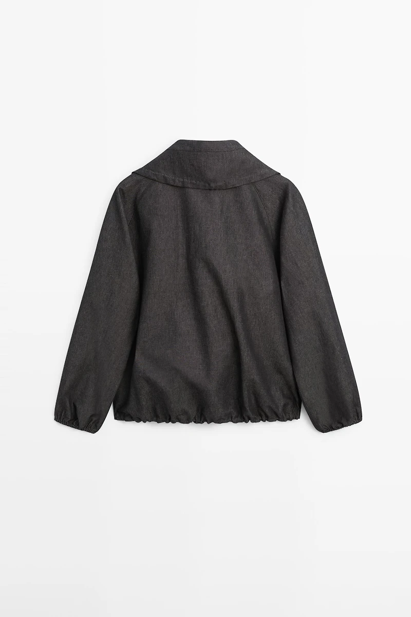 Linen blend bomber jacket