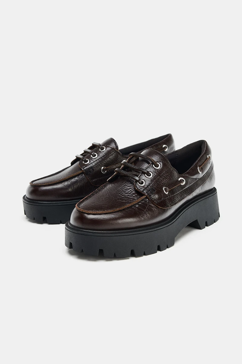 LEATHER PLATFORM LOAFERS