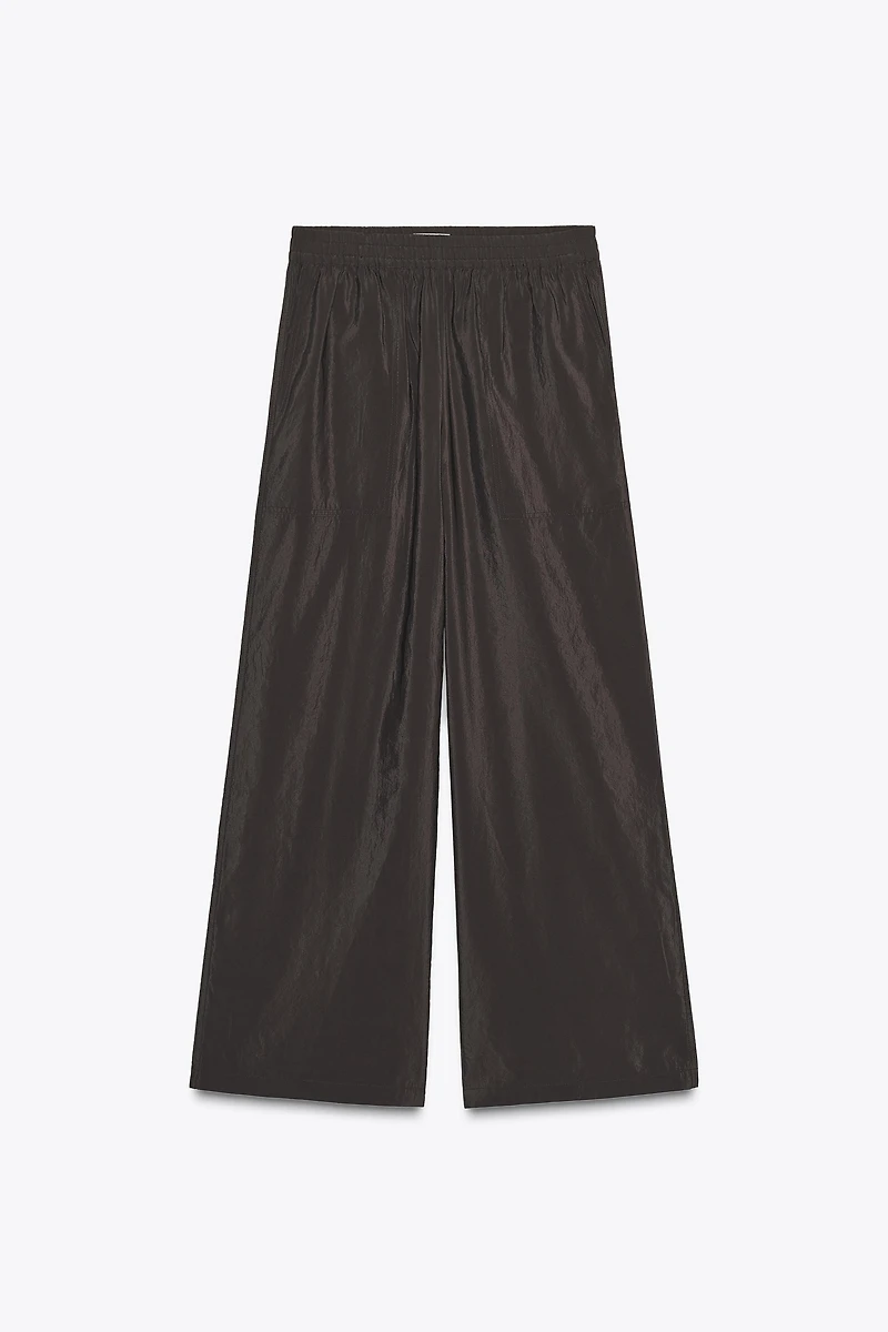 WIDE LEG ELASTIC WAIST PANTS