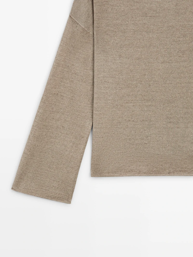 100% linen knit boat neck sweater