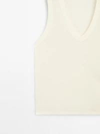 Mercerised cotton V-neck T-shirt