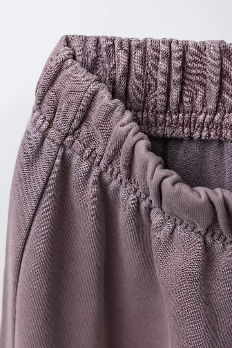 WASHED EFFECT WIDE LEG PANTS