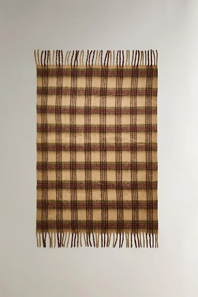 SOFT CHECK BLANKET WITH FRINGING