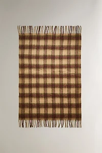 SOFT CHECK BLANKET WITH FRINGING