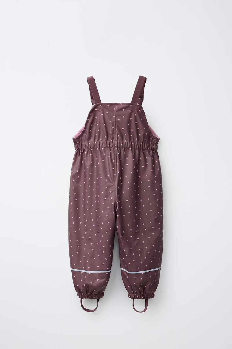 WATER-RESISTANT PRINTED FLEECE-LINED OVERALLS