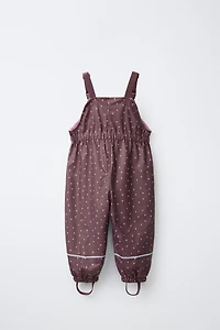 WATER-RESISTANT PRINTED FLEECE-LINED OVERALLS