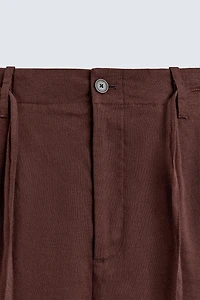 SHORT WIDE FIT EN LIN MÉLANGÉ