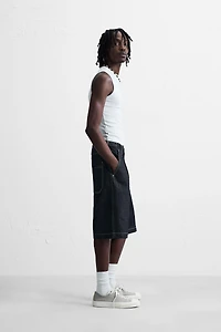 BELTED BAGGY FIT DENIM SHORTS