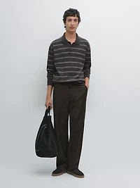 Pull polo en maille à rayures
