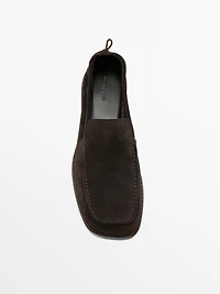 Soft leather loafers with gathered detail