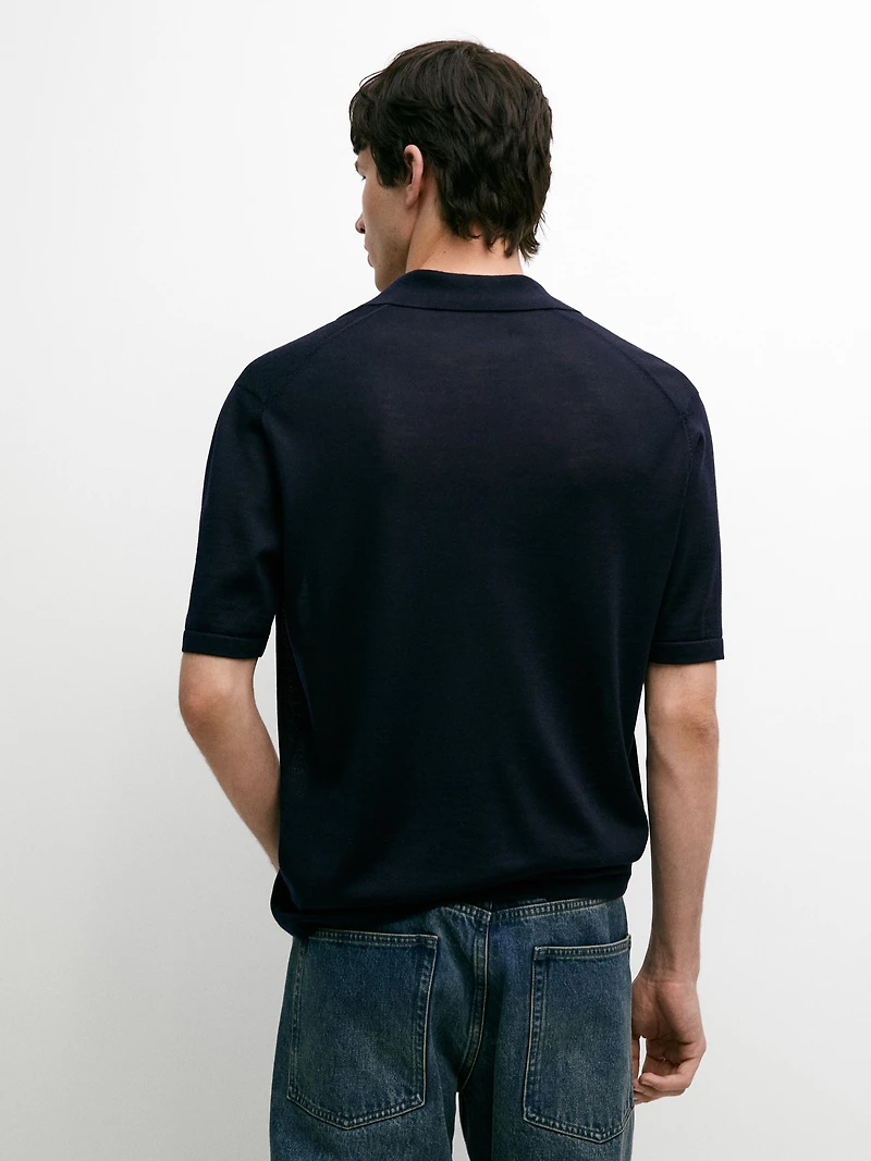Polo en maille à col V
