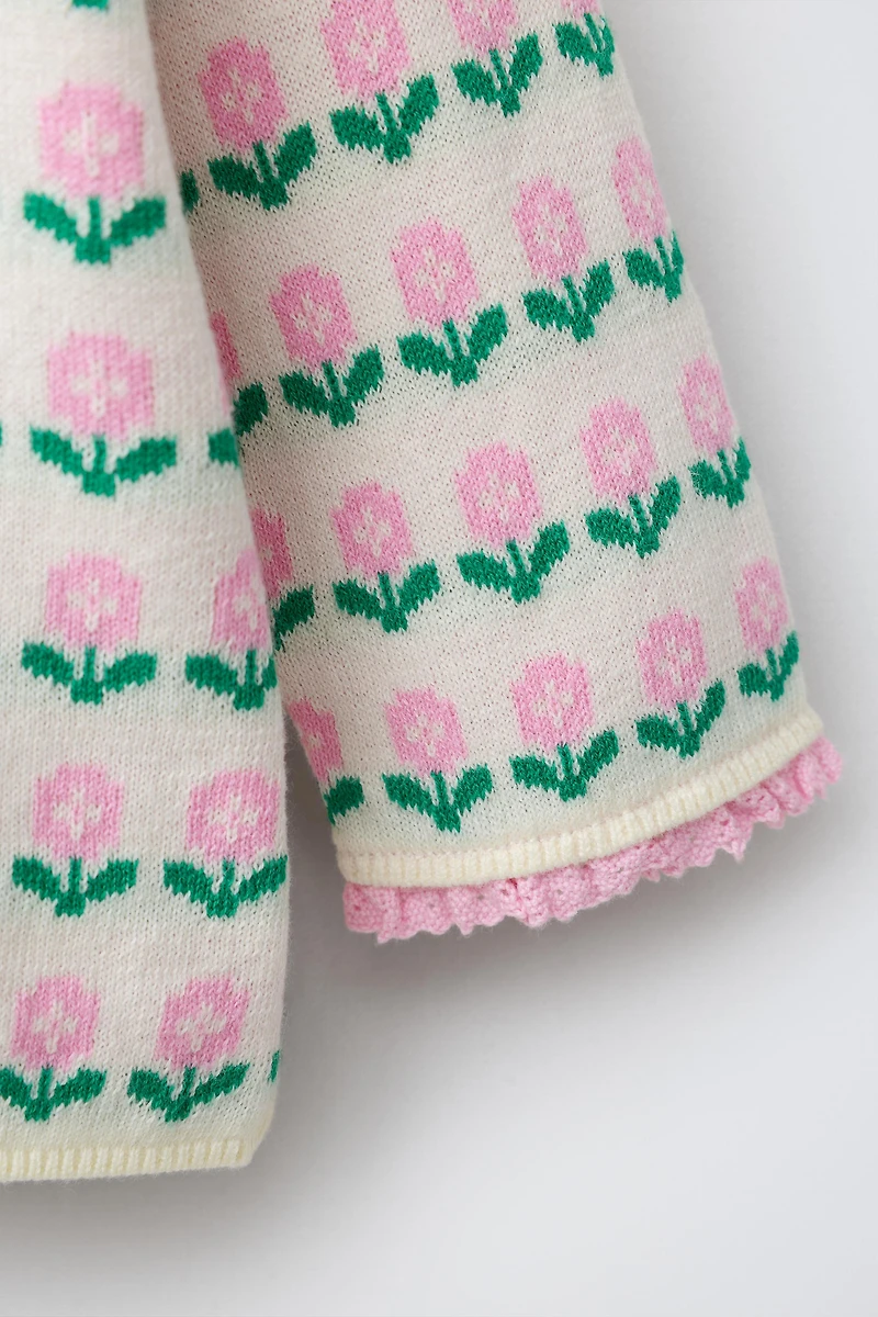 FLORAL JACQUARD CARDIGAN