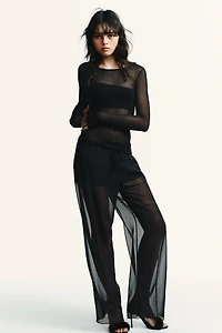 PANTALON FLUIDE SEMI-TRANSPARENT