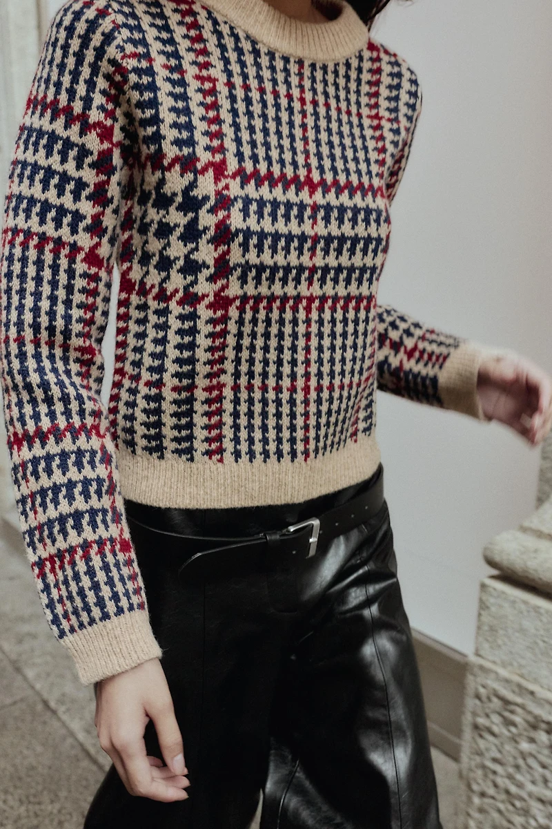 HOUNDSTOOTH WOOL JUMPER