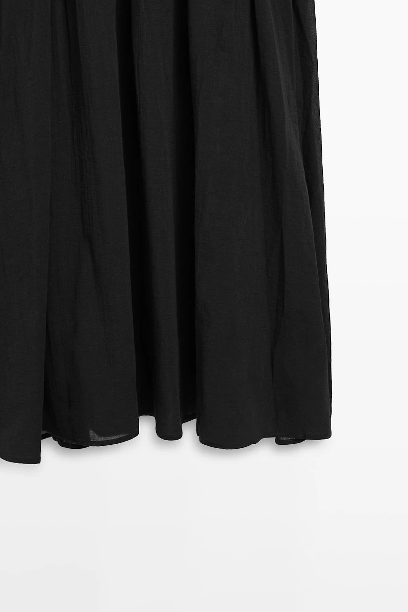 Long contrast short-sleeve dress